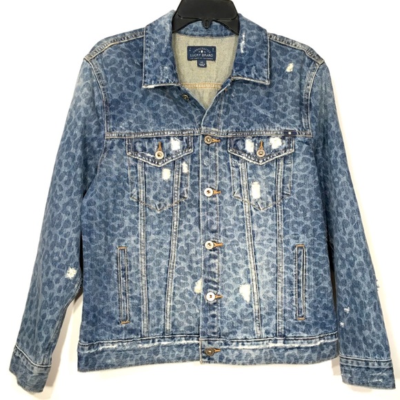 Lucky Brand Jackets & Blazers - Lucky Brand distressed animal print denim jacket